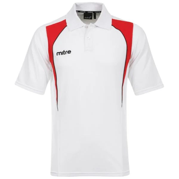 Men's Mitre Warren Polo T-shirt - White/Red - S - Blanc Image 1