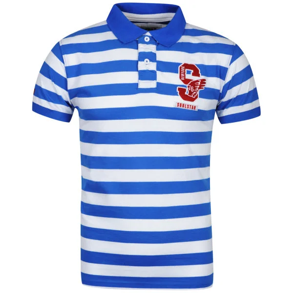 Soul Star Men's Geneva Striped Polo - Royal Blue - S - Royal Blue Image 1