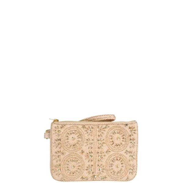 French Connection Angela Beads Fan Purse - Natural - Light Gold Image 1
