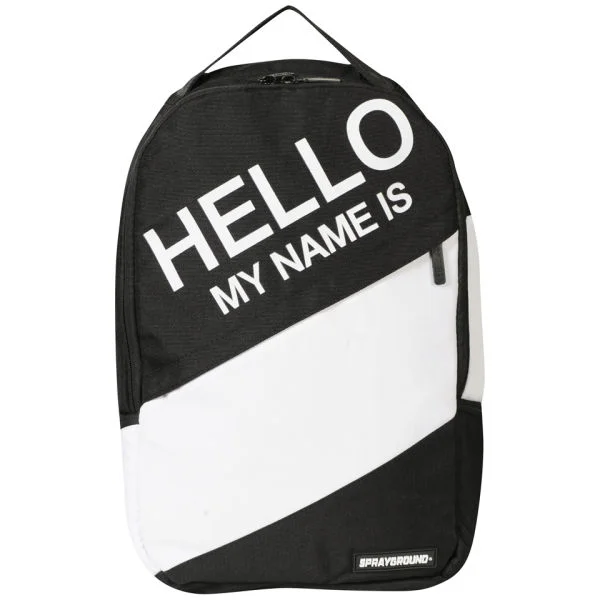 Sprayground Hello My Name Is Backpack - Black/White Image 1