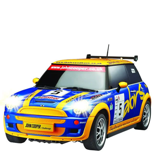 Race Tin - Mini Cooper - Blue/Yellow 1:28 scale Image 1