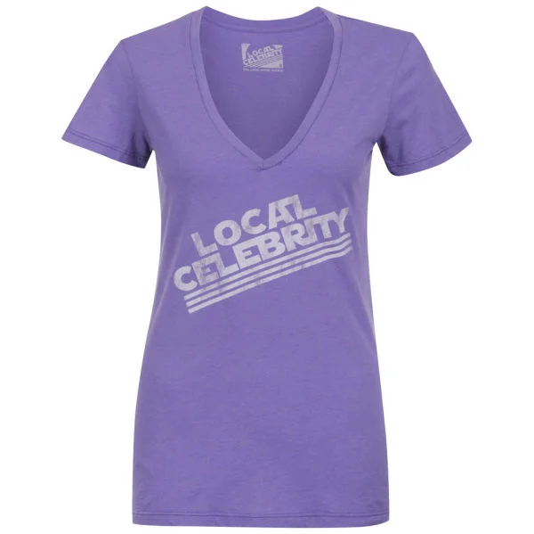 Local Celebrity Women's Local Celebrity V Neck T-Shirt - Purple - S - Violet Image 1