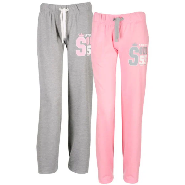 55 Soul Women's 2-Pack Joggers - Pink/Light Grey Marl - S - Multi Image 1
