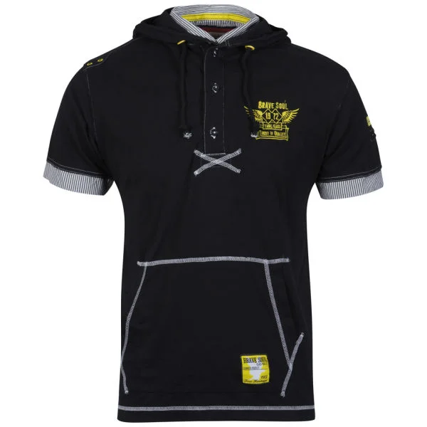 Brave Soul Men's Kobane Hooded Shirt - Black - S - Noir Image 1