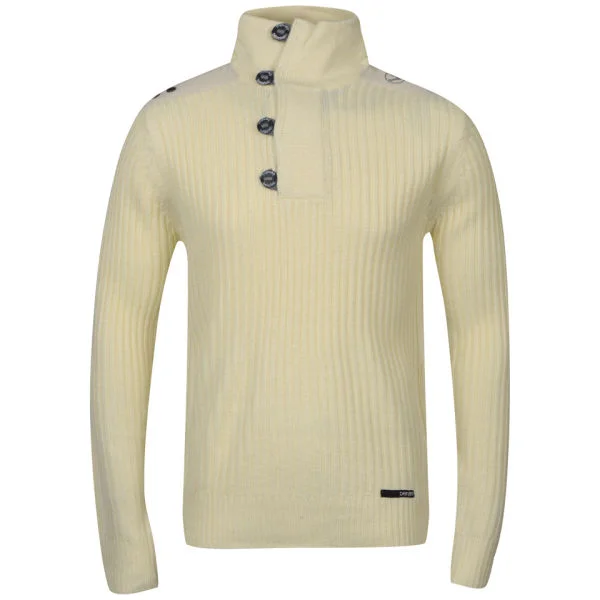 Benzini Men's Function Button Neck Knit - Ecru - S - Ecru Image 1