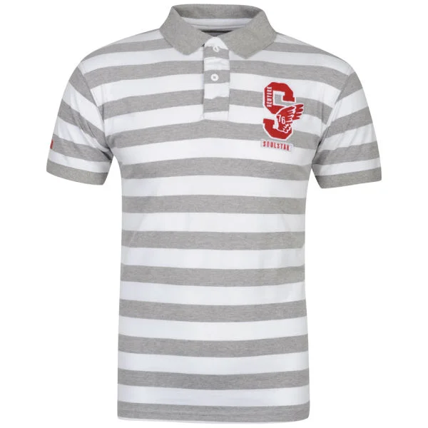 Soul Star Men's Geneva Striped Polo - Grey - S - Gris Image 1