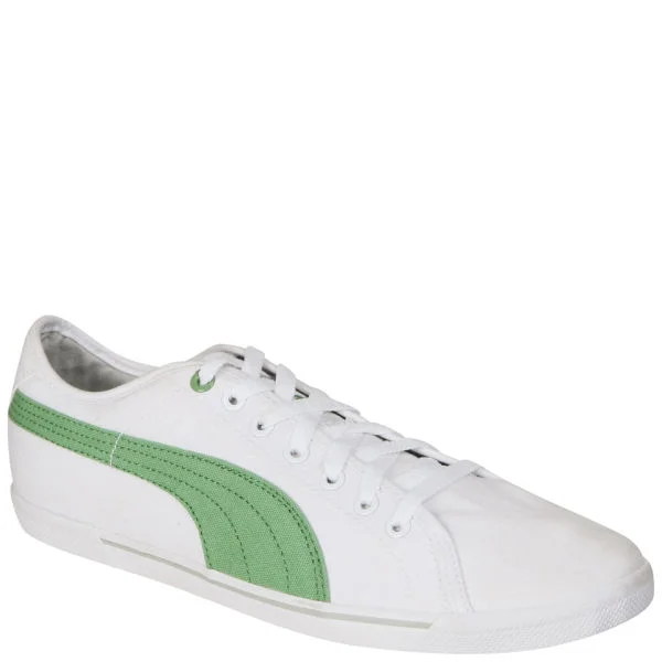 Puma Men's Benecio Canvas Trainers - White/Green - 6 - White/Green Image 1