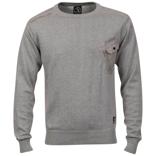 Benzini Men's Jackson Crew Neck Knit - Grey Marl - S - Gris Chiné Image 1