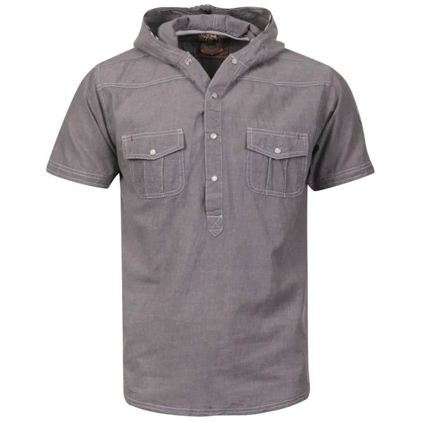 Brave Soul Men's Luchan Double Hood Shirt - Charcoal - S - Charbon Image 1
