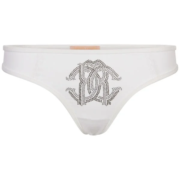 Roberto Cavalli Women's Diamante Logo Thong - White - XS - Blanc Image 1