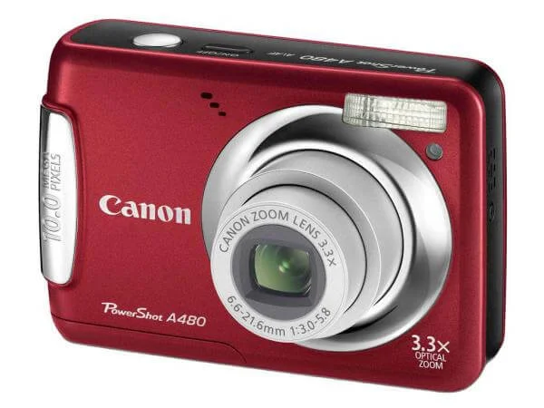Canon PowerShot A480 Digital camera. 10 Megapixels. 3.3x Optical zoom. 4x Digital zoom 2.5 Inch LCD Screen. Red Image 1