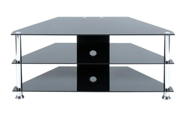 LEVV Black and Chrome TV Stand for up to 42 Inch TVs Image 1