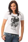 Ladies Chain Mail Skull T-Shirt - White - S - Blanc Image 1