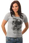 Ladies Chain Mail Skull T-Shirt - Grey - S - Gris Chiné Image 1