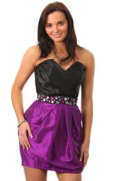 Lipsy - Beaded Waist Gathered Slim Fit Bust Dress - Purple Berry - 8 - Violet Image 1