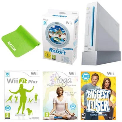 Nintendo Wii Console: Bundle (Including Wii Sports Resort, Wii Fit Plus Game, The Biggest Loser, Yoga & Wii Fit Mat) Image 1