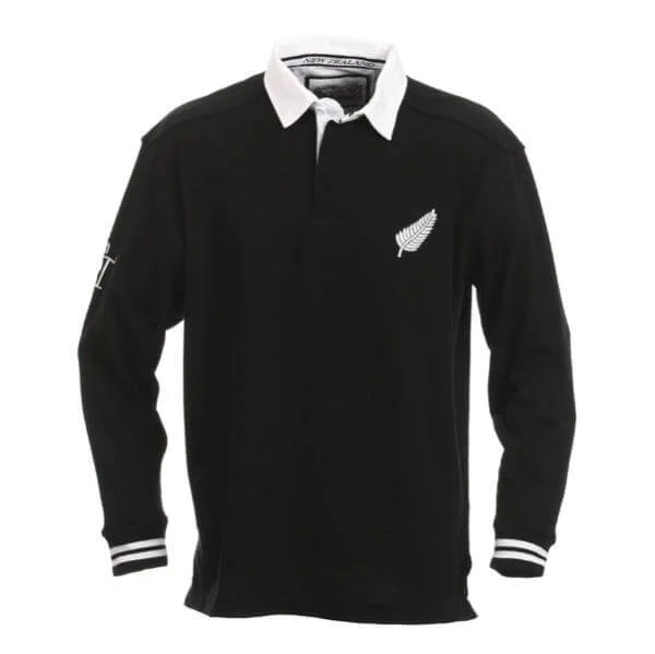 New Zealand Long Sleeved Rugby Shirt - S - Noir Image 1