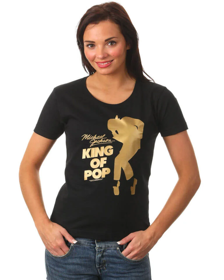 Michael Jackson - Gold King of Pop Ladies T-Shirt - S - Noir Image 1