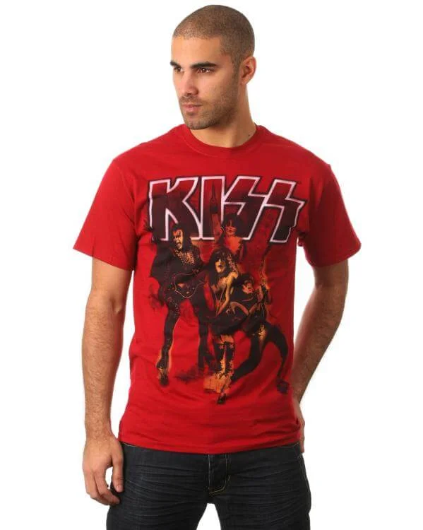 Kiss Men's Red Group T-Shirt - Red - S - Rouge Image 1