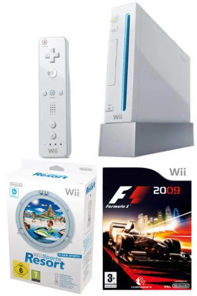Nintendo Wii Console: Bundle (Including Wii Sports Resort, & F1: Formula One 2009) Image 1