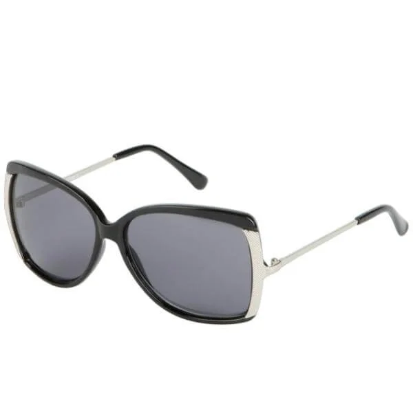 Jessica Vintage Look Oversized Sunglasses - Black -Smoke Image 1