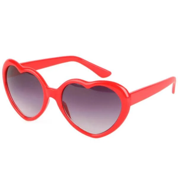 Heart Shaped Retro Style Sunglasses - Red -Smoke Image 1