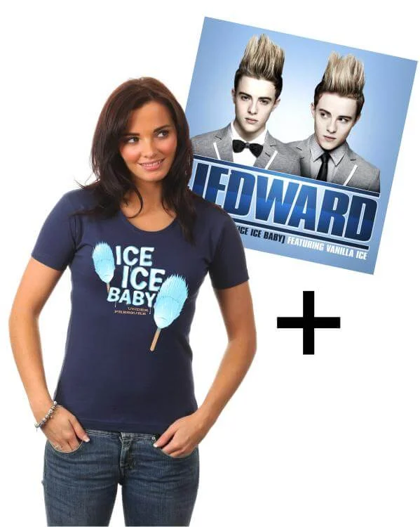 Jedward Women's - Ice Ice Baby T-Shirt and CD Single - S - Bleu Image 1