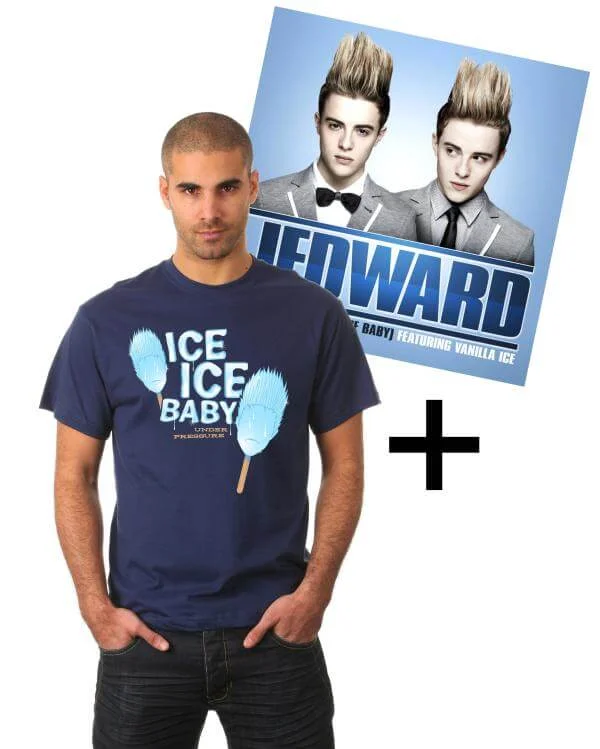 Jedward Men's - Ice Ice Baby T-Shirt and CD Single - S - Bleu Image 1