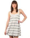 Yumi Stripe with Neck Detail Dress - Grey - S - Gris Image 1