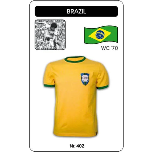 Brazil WC 1970 Short Sleeve Retro Football Shirt - S - Citron Image 1