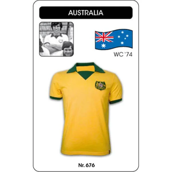 Australia WC 1974 Short Sleeve Retro Football Shirt - S - Citron Image 1