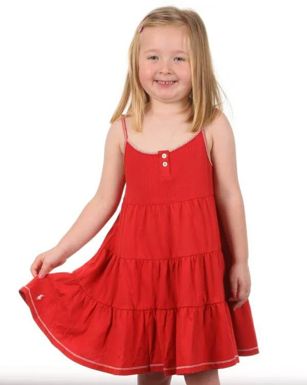 Polo Ralph Lauren Girls Babydoll Dress - Burnt Orange - 2 - Orange Image 1