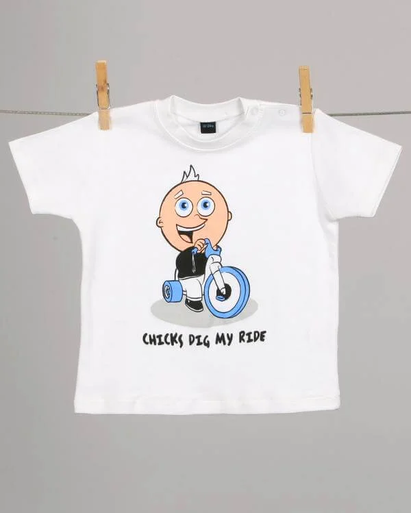 Babies Chicks Dig My Ride T - Shirt - White - 3-6 months - Blanc Image 1