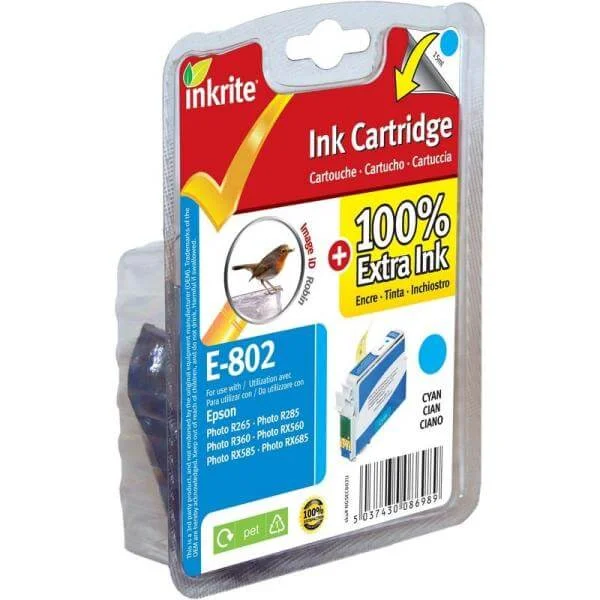 Epson Compatible T0802 Cyan Ink Cartridge Image 1