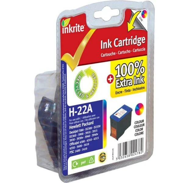 HP 22 Colour Ink Cartridge - Recycled Image 1