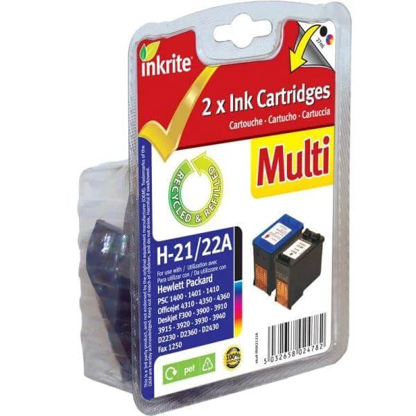 HP 21 + 22 Twin Pack Ink Cartridges - Recycled Image 1