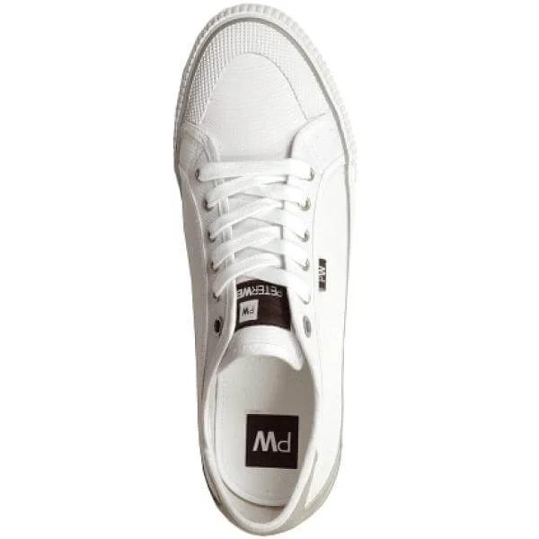 Peter Werth Canvas Trainers White/Navy - 6 - Blanc Image 1