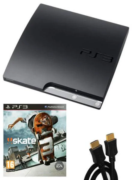 Playstation 3 PS3 Slim 120GB Console: Bundle (including Skate 3 & 2M HDMI Cable) Image 1