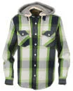 Mens Long Sleeved Checked Shirt with Removable Hood - S - Vert Citron Image 1