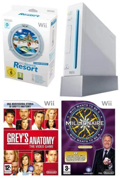 Nintendo Wii Console: Bundle (Including Wii Sports Resort, Grey's Anatomy & Who Wants To Be a Millionaire: 2nd Edition) Image 1