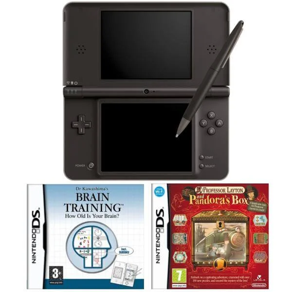 Nintendo DSi XL Console Dark Brown: Bundle (Including Brain Training & Professor Layton: Pandora's Box) Image 1