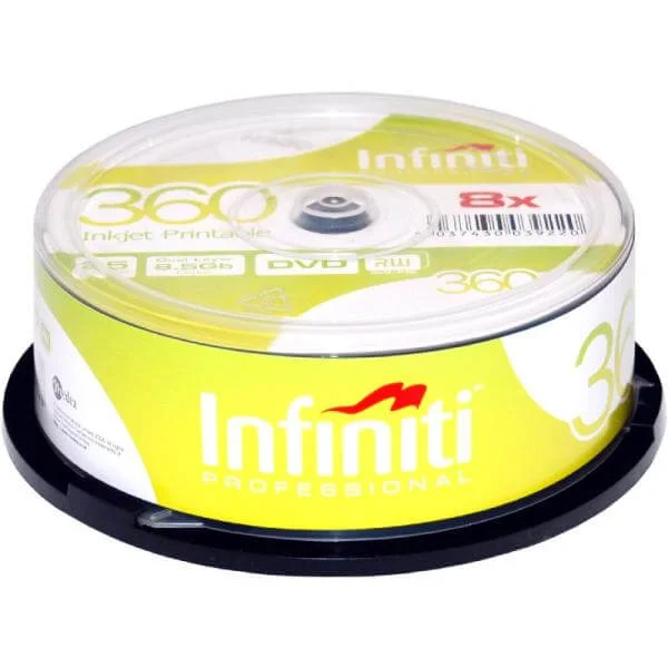 Infiniti DVD+R 8x Speed (25 Pack) Printable Full-Face - (RS8XDVDDL25P) Image 1