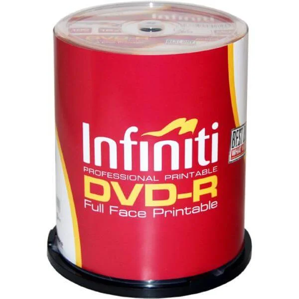 Infiniti DVD-R 16x Speed (100 Pack) Printable Full-Face - (RS16XDVDMR100P) Image 1