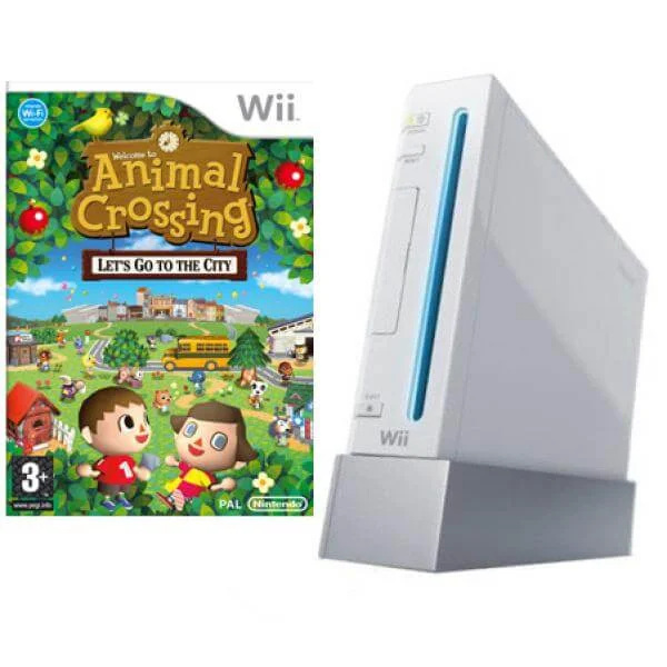 White Wii Console and Animal Crossing with Wii Speak Bundle Image 1