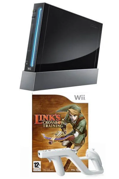 Black Wii Console and Links Crossbow Training Bundle Image 1