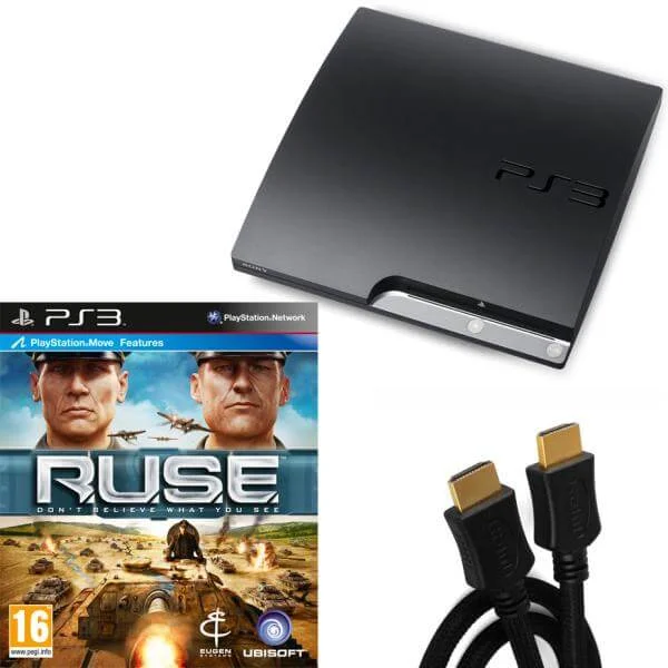 Playstation 3 PS3 Slim 120GB Console: Bundle (Includes R.U.S.E. & 2M HDMI Cable) Image 1
