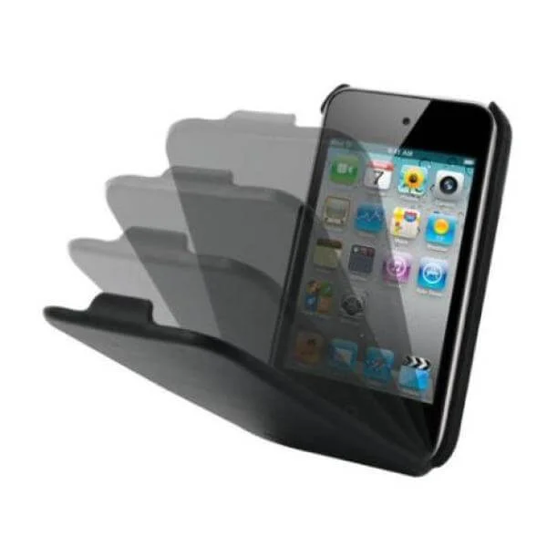 Exspect Hard Leather Flip Case for New iPod Touch 4th Gen - Black Image 1