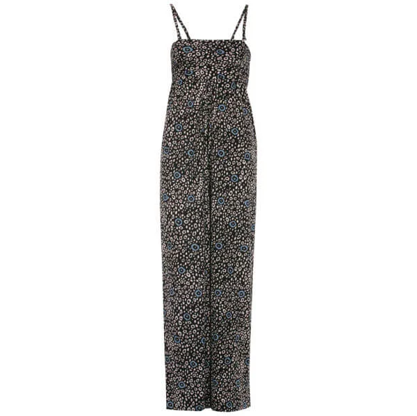 French Connection Women's Jersey Print Playsuit - Black/Tempest Blue - 6 - Black/Blue Image 1