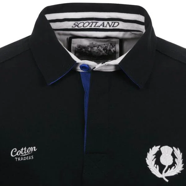 Cotton Traders Men's Classic Scotland Rugby Shirt SS - Navy - S - Navy Image 1