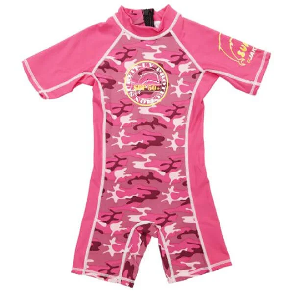 Jakabel Surfit UVP Shorty Sunsuit - Pink Camou - XB (3-6 Months) - Rose Image 1